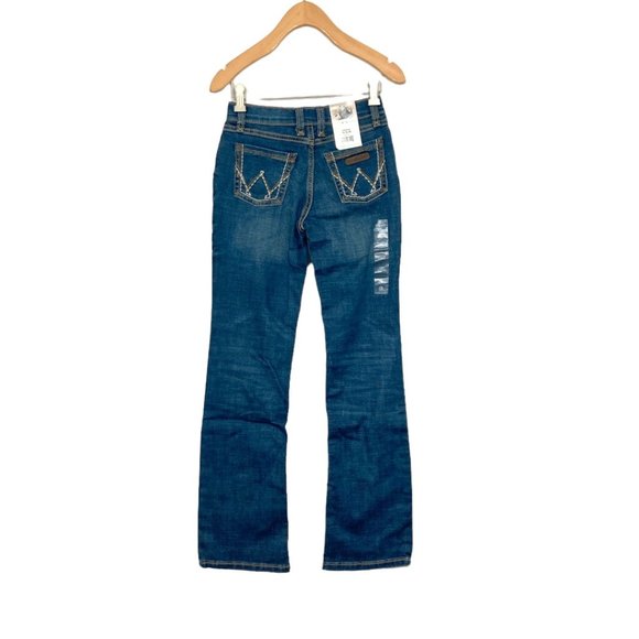 Wrangler Youth Retro Mid-rise Boot Cut Jean 1009MWGMS Blue New - Picture 3 of 6